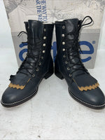 New Women’s Navy Lace Up Acme Cowboy Boots. C 4016 7 M. 18-112