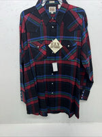 New Men’s Multicolor Plaid ELY cattleman Pearl Snap Long Sleeve Shirt. 2XL G-80