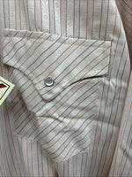 New Men’s ELY Cattleman Pink Stripe Long Sleeve Pearl Snap 17.5 XL O-62