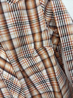 New Kids Panhandle Slim Orange Plaid Long Sleeve Pearl Snap 12 LL-36