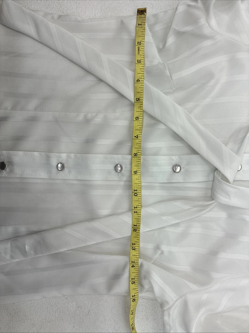 New Women’s H Bar C White Stripe Long Sleeve Pearl Snap Size 34 KK-105