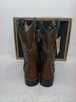 New Youth Brown DBL Barrel Cowboy Boots. 4476232 5. 2-94