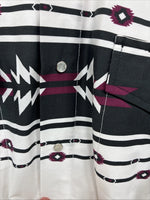 New Men’s Cumberland White Black Design Long Sleeve Pearl Snap Medium K-54