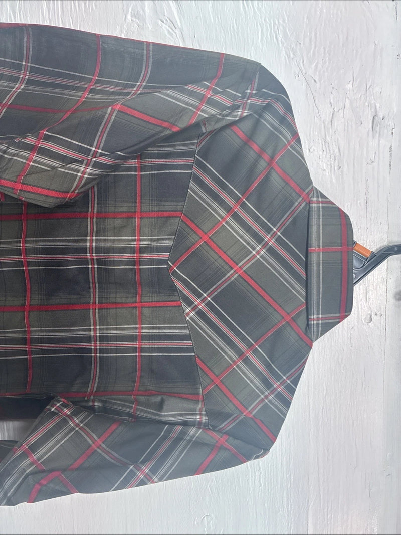 New Kids ELY Cattleman Green Red Plaid Long Sleeve Pearl Snap Medium DD-31