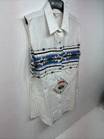 New Women’s Cumberland White Designed Short Sleeve Pearl Snap Medium LL-76