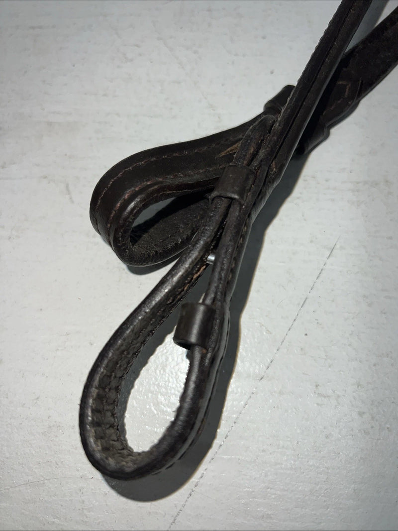 New Silver Fox Brown Genuine Leather Red Braided English 60” Reins #20-8578 Y-22
