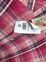 New Women’s Cumberland Pink Plaid Long Sleeve Pearl Snap Large GG-28