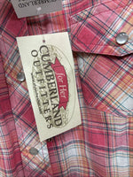 New Women’s Cumberland Pink Plaid Long Sleeve Pearl Snap Medium DD-26