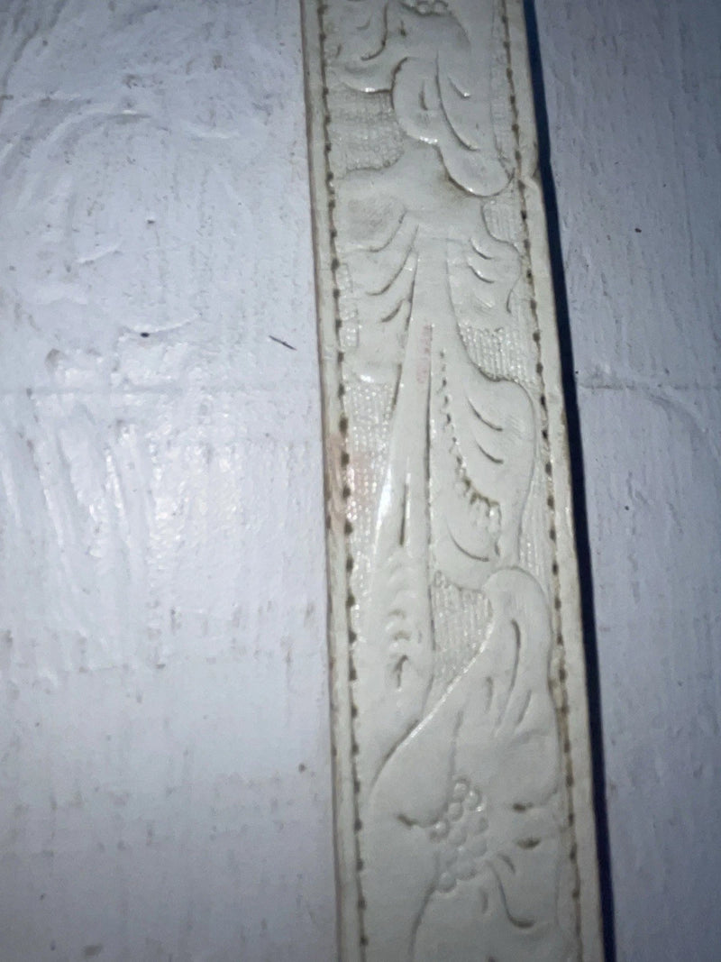 New White Genuine Leather Acme Tooled 28” Belt #5022 JJ-157