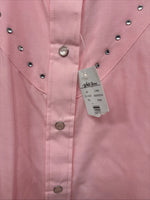New Women’s White Horse Pink Gem Long Sleeve Pearl Snap XL II-38