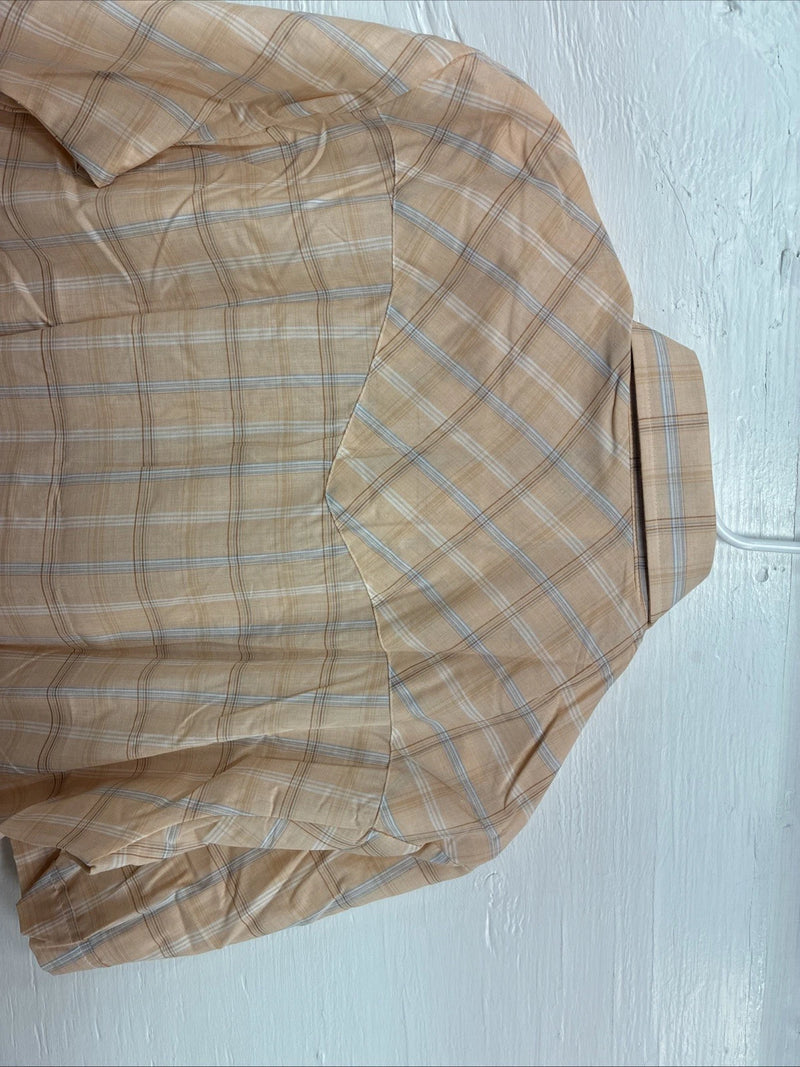 New Men’s ELY Cattleman Orange Plaid Short Sleeve Pearl Snap Large X-24