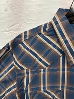New men’s ELY 1878 Blue Flannel Long Sleeve Pearl Snap 2XL F-65