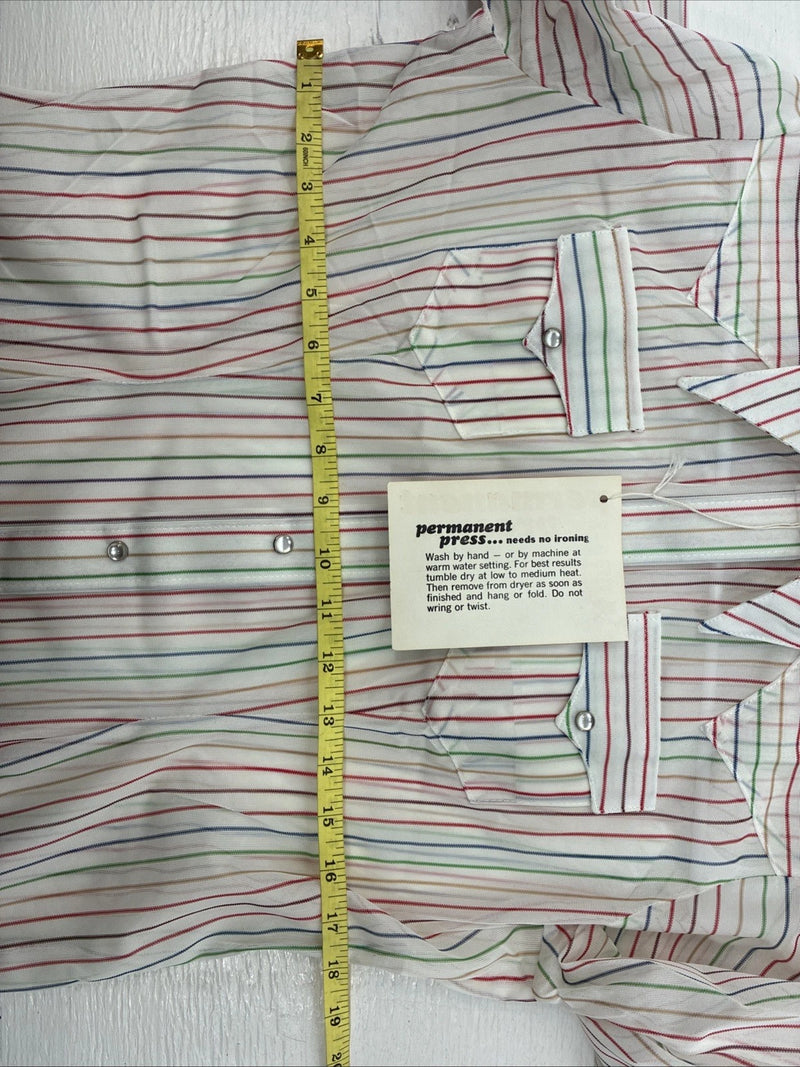 New Women’s Rock mount White Stripe Long Sleeve Pearl Snap Small AA-52