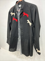 New Women’s Westwater Black Design Button Up Long Sleeve Medium MM-75