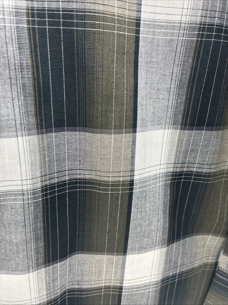 New Men’s ELY Cattleman Green Gray Plaid Long Sleeve Pearl Snap Large X-27