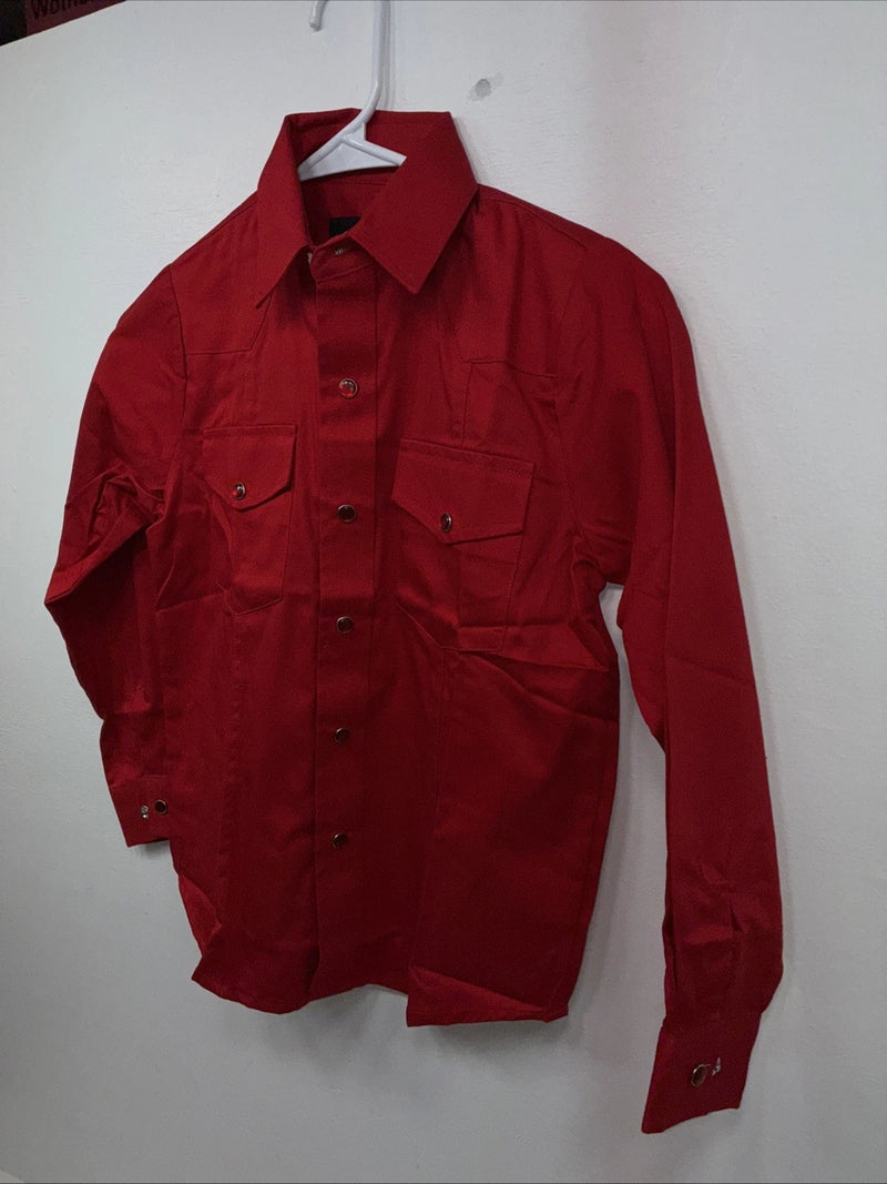 New Boys Western Express Red Long Sleeve Pearl Snap Medium DD-115