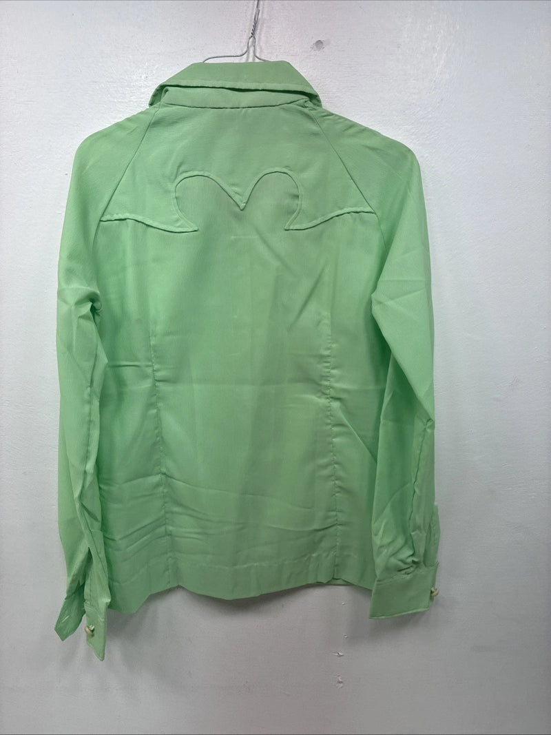 New Women’s Tem Tex Green Long Sleeve Button Up Size 12 KK-38