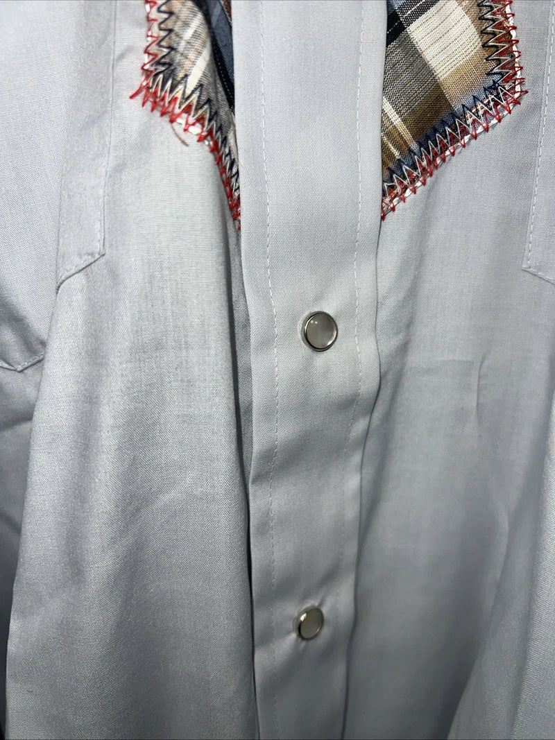 New Men’s Blue Plaid Champion Western Pearl Snap Long Sleeve  15.5x33 M I-48