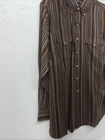 New Men’s Brown White House Long Sleeve Button Up Shirt. Large P-60