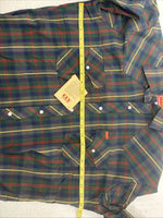 New Men’s ELY Plains Green Plaid Long Sleeve Pearl Snap 16.5 X 34 Large AA-43