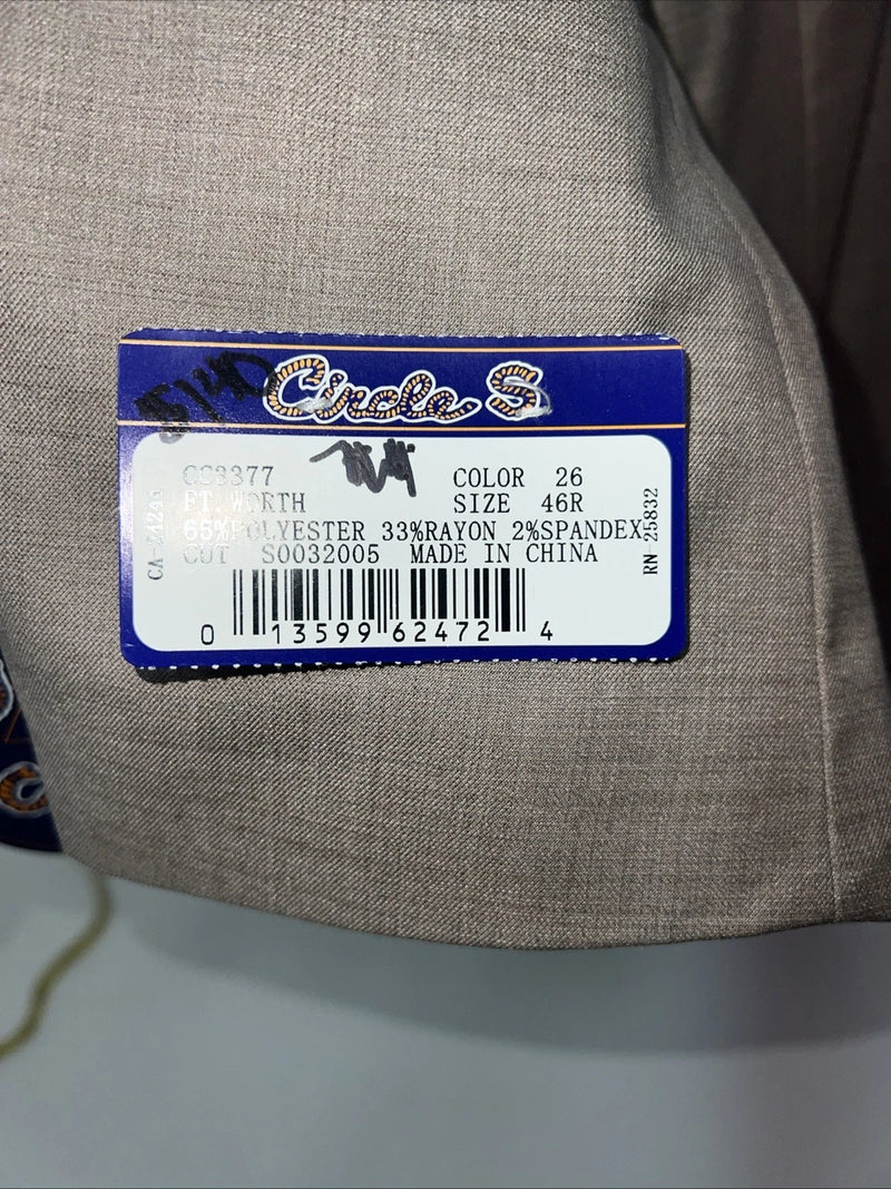 New Men’s Circle S Tan Suit Jacket 46R #25832 X-608