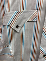 New Men’s Tem Tex Multiple Color Stripe Long Sleeve Pearl Snap XL J-45
