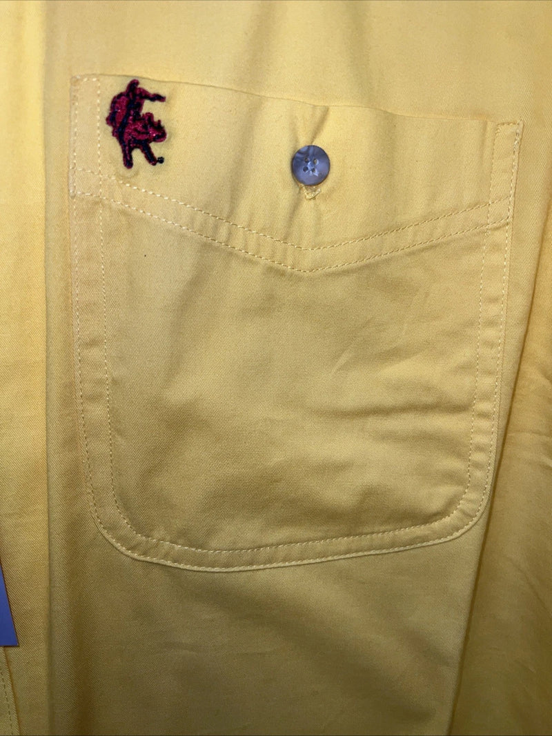 New Men’s Yellow Wrangler PBR Long Sleeve Button Up Shirt. Large P-62