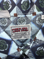 New Mens Blue Flower Denver Westerns Pearl Snap Long Sleeve Shirt. 15.5x33 G-75