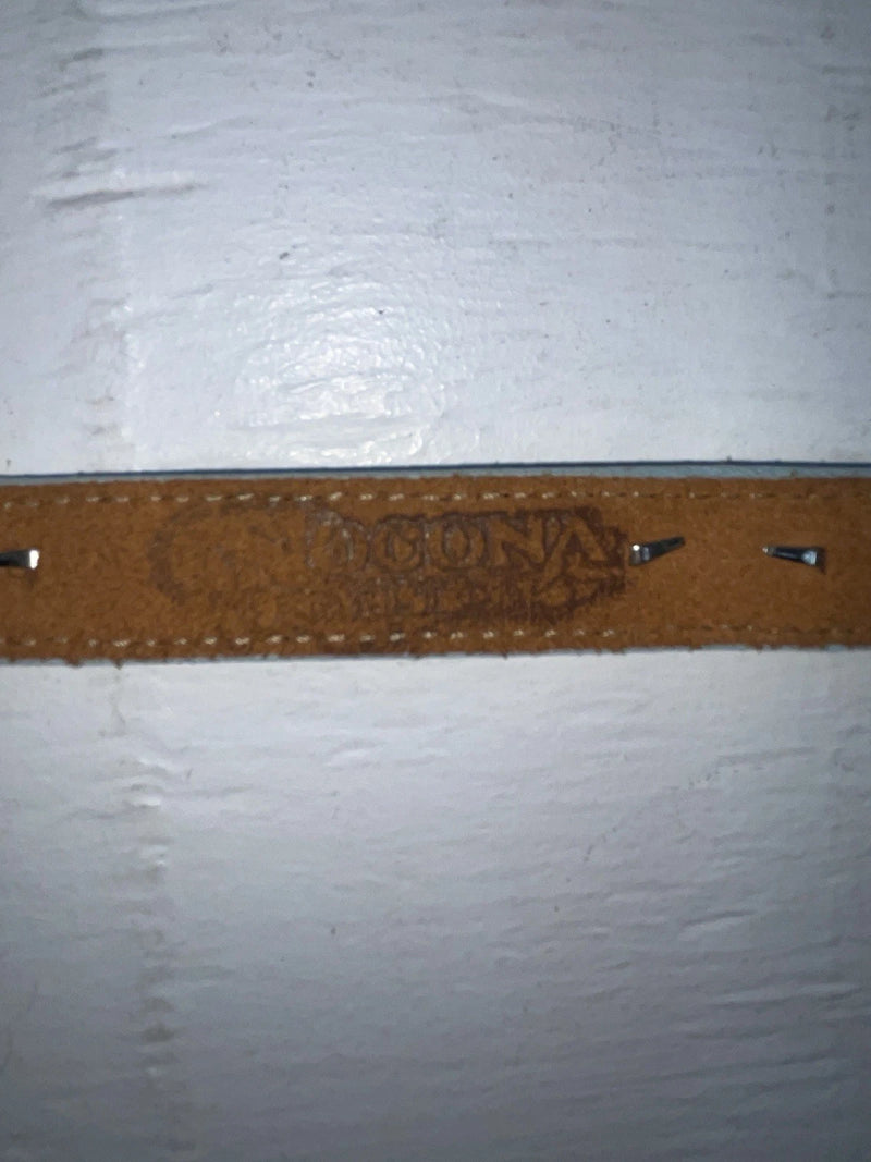 New Blue Genuine Leather Nocona Silver Pendent 34” Belt #277 JJ-89
