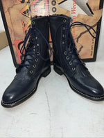 New Women’s Navy Lace Up Texas Brand Cowboy Boots. 4445 7 M. 18-100