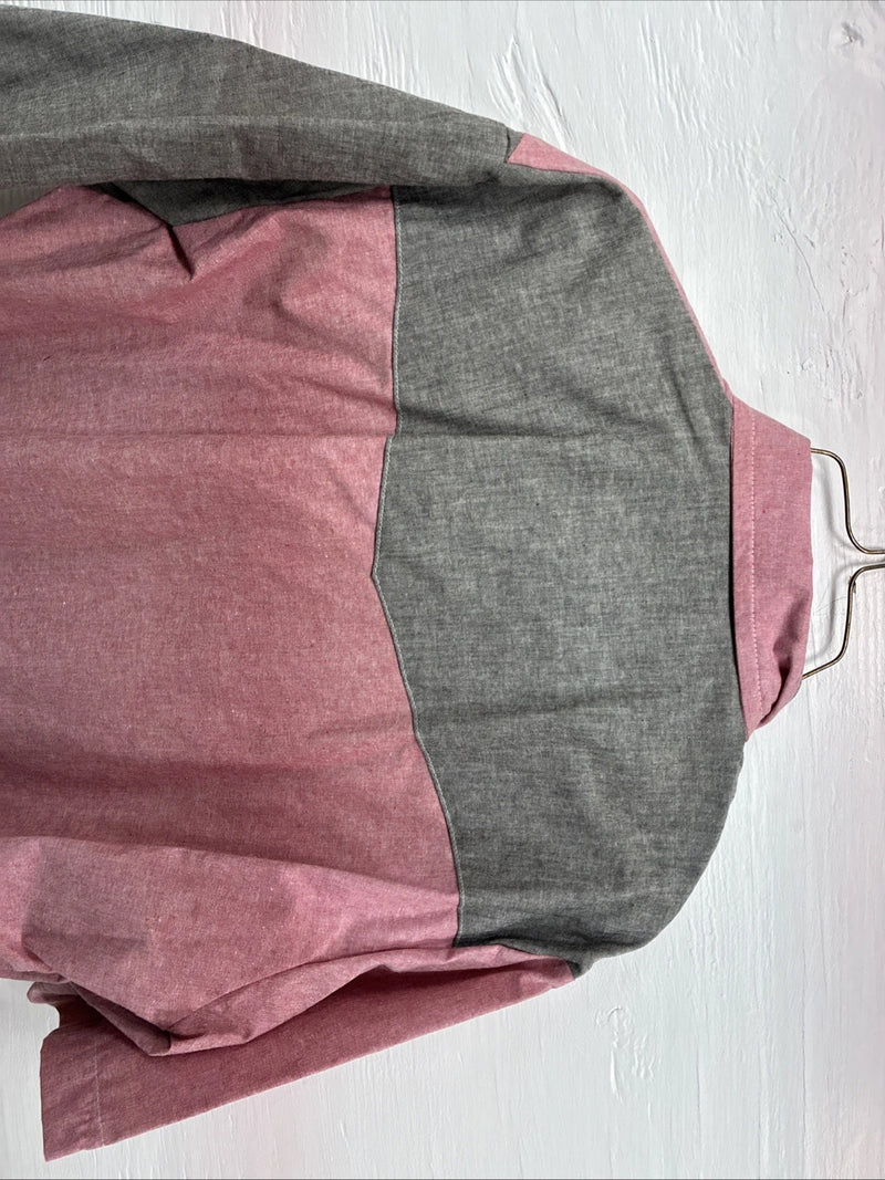 New Men’s Cowboy Threads Pink Gray Short Sleeve Button Up Medium O-77