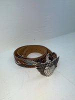 New Brown Genuine Leather Nocona Bird Stitching L Belt #N3422602