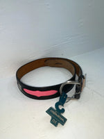 New Black Genuine Leather Wrangler Pink And Pendent 30” Belt #621000 JJ-99