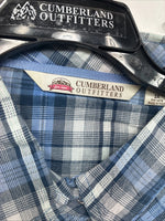 New Women Cumberland Blue Plaid Long Sleeve Pearl Snap 2XL GG-18