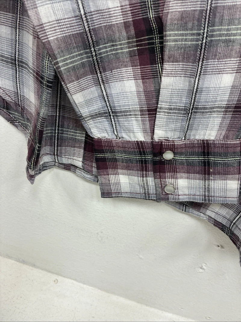 New Women’s Cumberland Purple Plaid Long Sleeve Pearl Snap 2XL GG-32