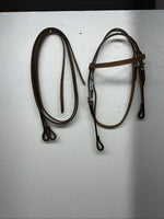 New Tough 1 Leather Pony 5/8” Browband Headstall W Split Reins #42-880 U-33