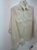 New Women’s White Horse Yellow Stripe Long Sleeve Pearl Snap Small DD-126
