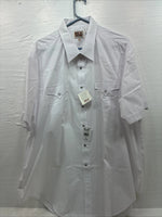 New Men’s ELY Cattleman White Short Sleeve Simple Pearl Snap 18.5 2XL F-79