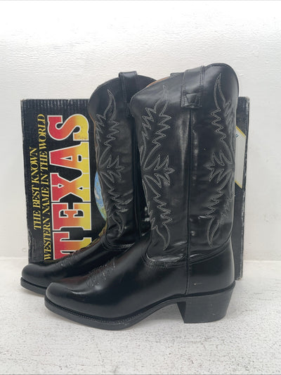 New Men’s Black Texas Brand Cowboy Boots. 1200 9.5 9 1/2 D. 4-76