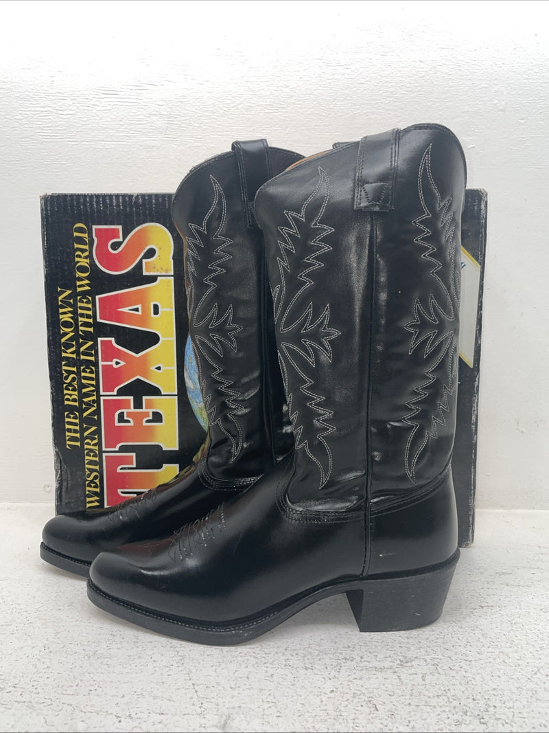New Men’s Black Texas Brand Cowboy Boots. 1200 9.5 9 1/2 D. 4-76