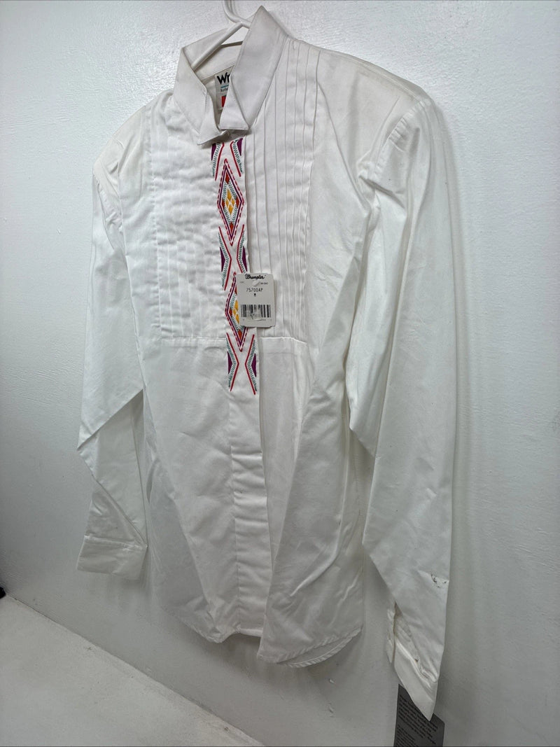New Women’s Wrangler White Design Long Sleeve Button Up Medium TT-13