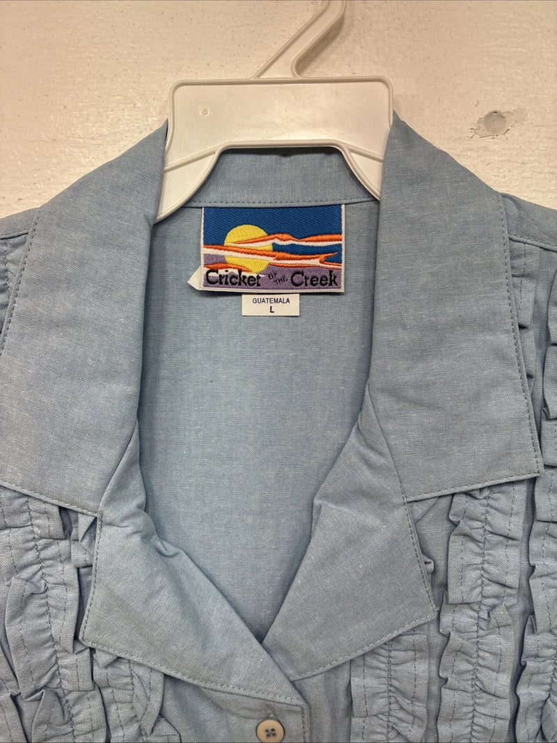 New Women’s Cricket Creek Blue Long Sleeve Button Up Size Large TT-128