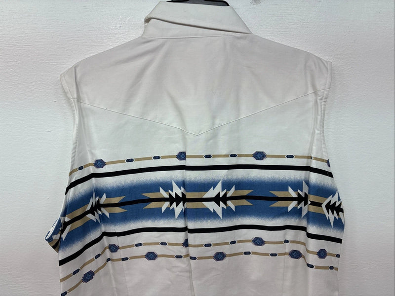 New Women’s Cumberland White Designed Short Sleeve Pearl Snap Medium LL-76