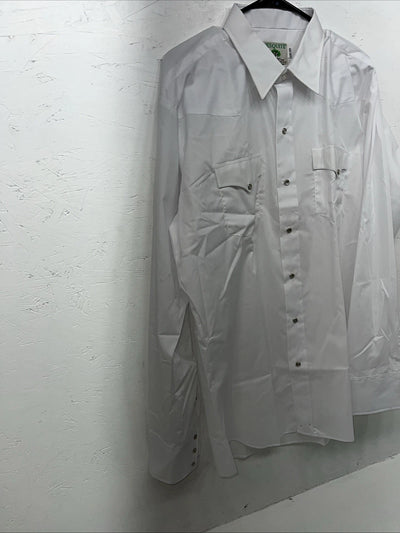 New Men’s White Mesquite Long Sleeve Pearl Snap Shirt. 17.5x37 XL S-5