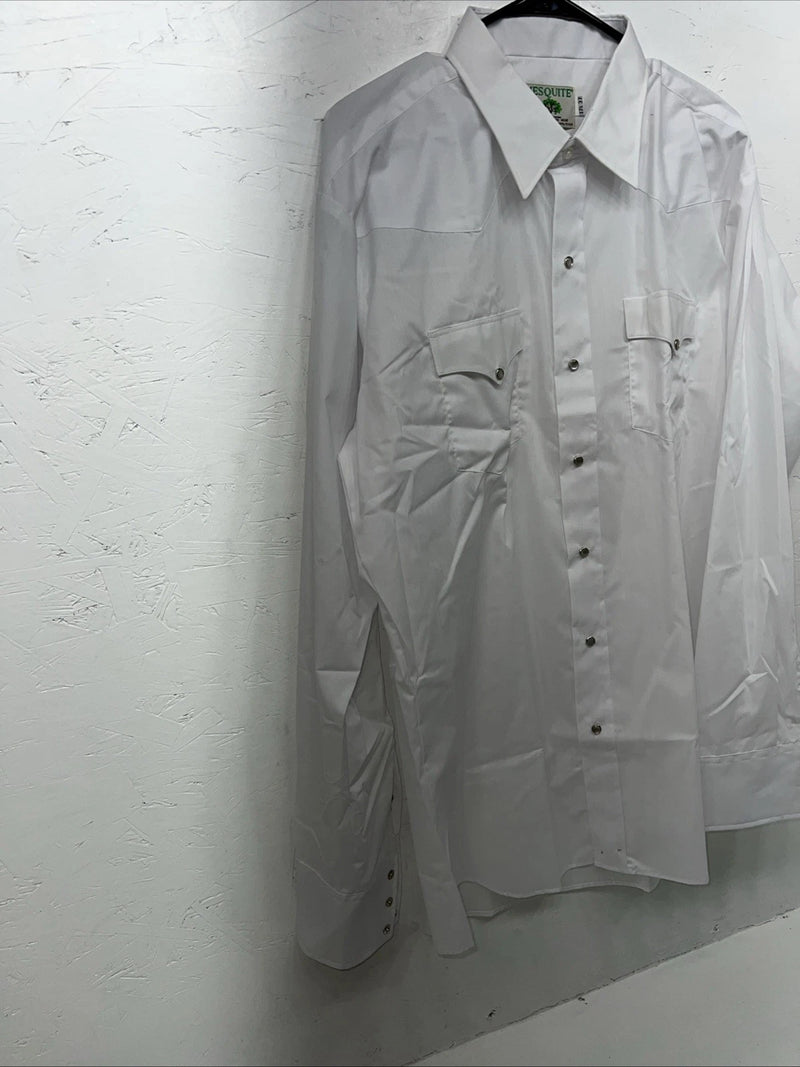 New Men’s White Mesquite Long Sleeve Pearl Snap Shirt. 17.5x37 XL S-5