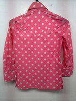New Women’s Rockmount Pink Polkadot Long Sleeve Pearl Snap Size 30 YY-24