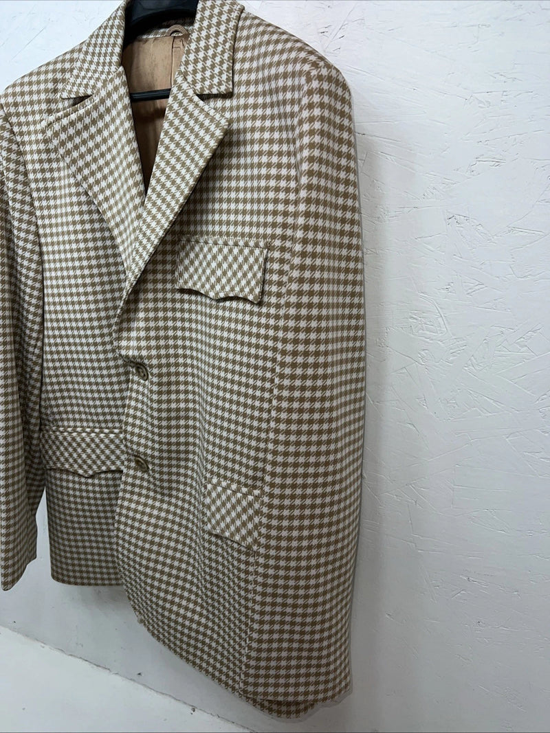 New Men’s Pioneer Wear Tan Plaid Suit Jacket 42 #589 V-604