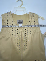 New Women Yellow With Bling 1849 Cut Off Zip Up Vest S #77872 3B-65