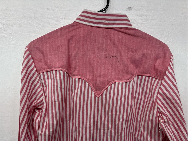 New Women’s Denver Pink Stripe Long Sleeve Pearl Snap Medium LL-101