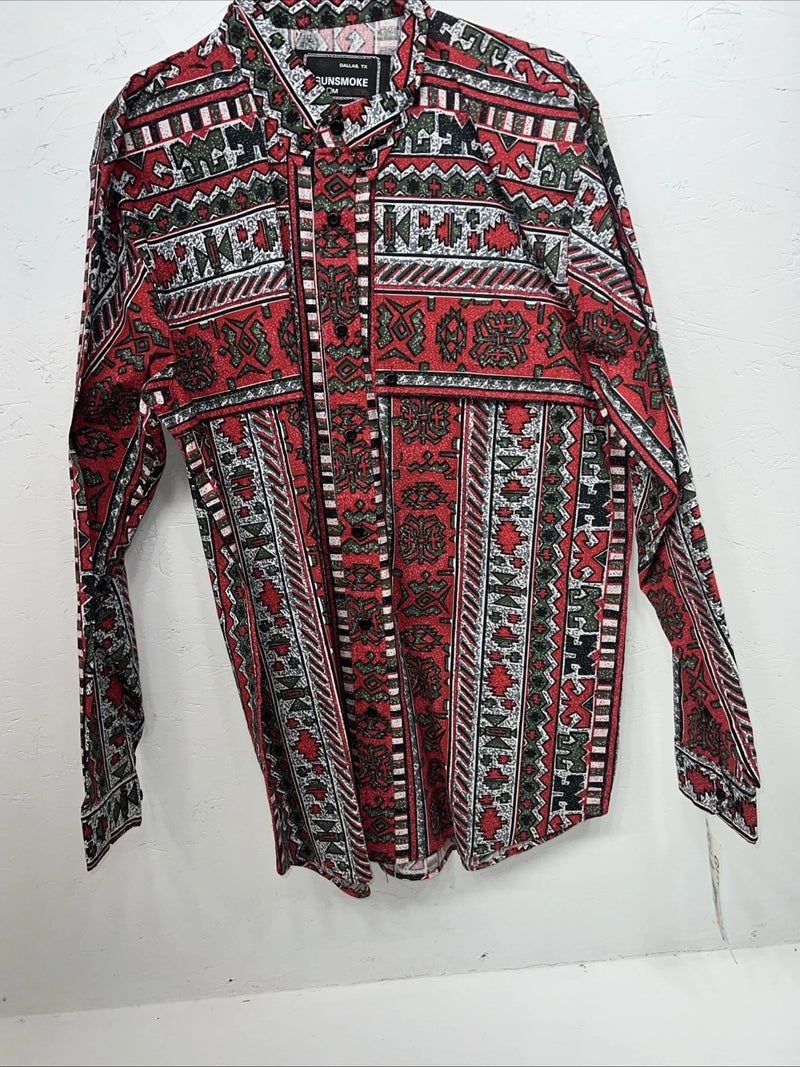 New Men’s Red Green Gunsmoke Button Up Long Sleeve Shirt. Medium I-33